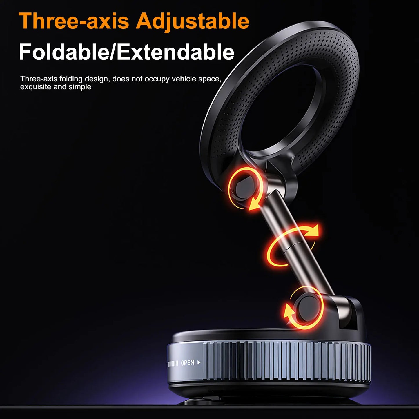 Foldable Stand with Suction Base and Rotating Ring
