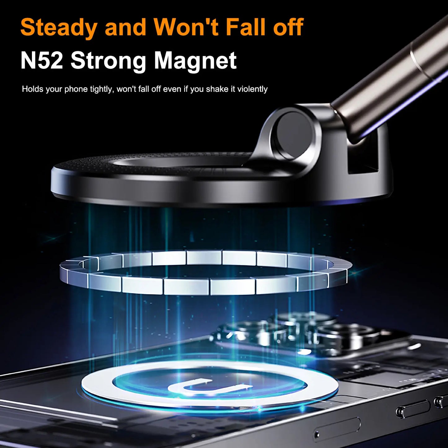 Foldable Stand with Suction Base and Rotating Ring