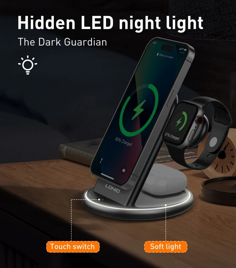 Three-in-one wireless charger