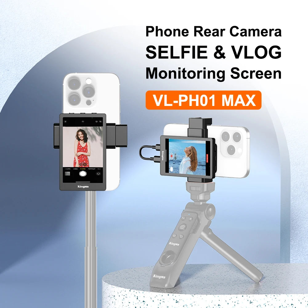 Kingma Phone Rear Camera Selfie Vlogging Monitor Screen Magnetic Phone Holder Wired and Wireless Connection Vlog Screen
