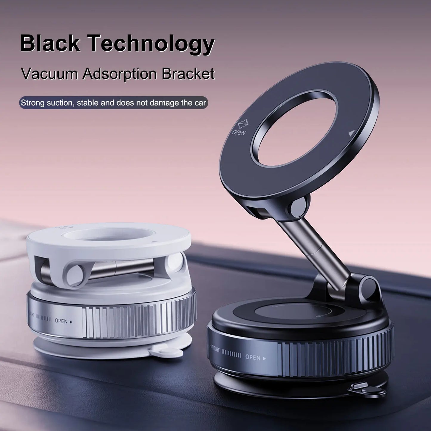 Foldable Stand with Suction Base and Rotating Ring