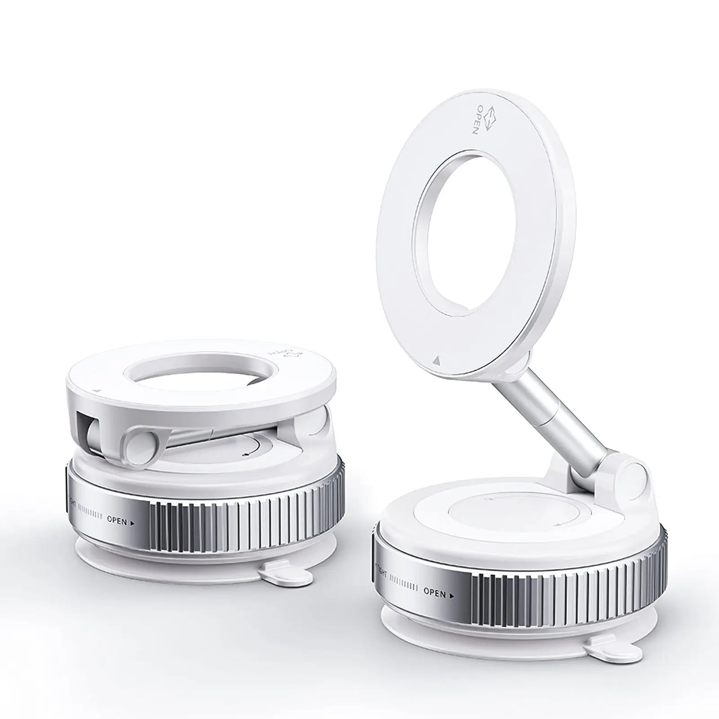 Foldable Stand with Suction Base and Rotating Ring