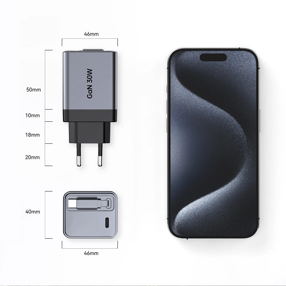 Retractable Built-in Cable Single Port Wall USB Cell Phone Chargers