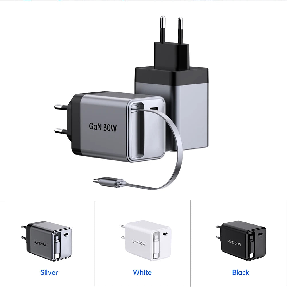 Retractable Built-in Cable Single Port Wall USB Cell Phone Chargers