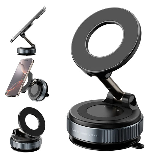 Foldable Stand with Suction Base and Rotating Ring