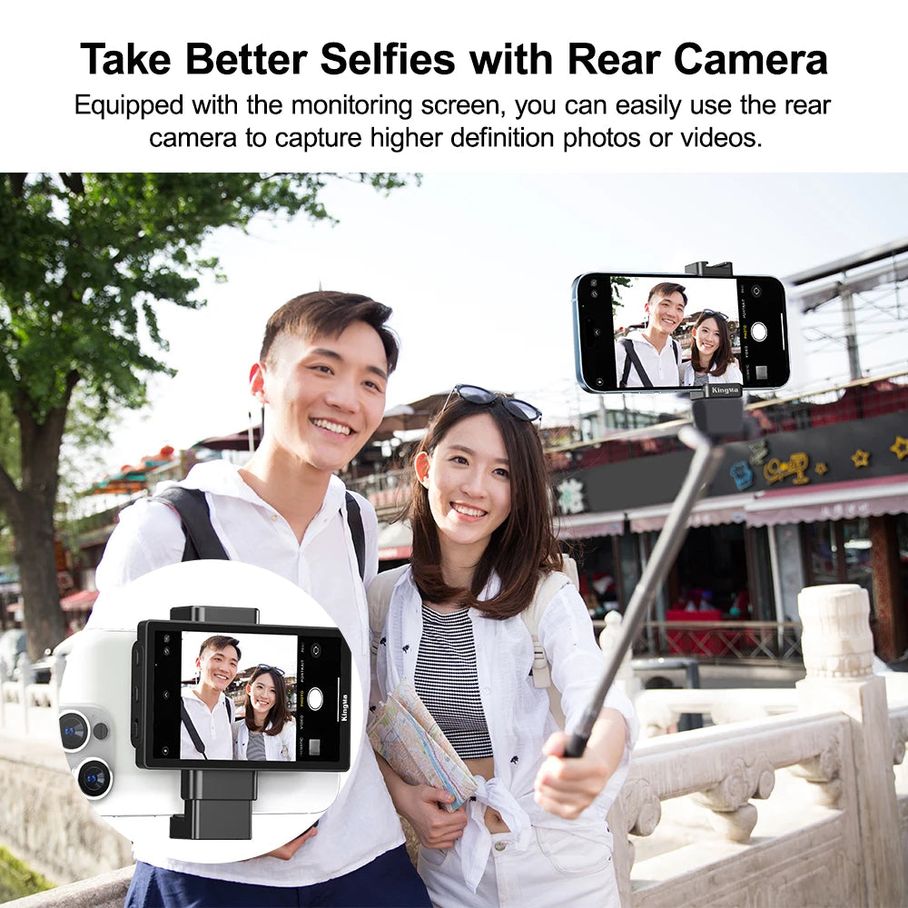 Kingma Phone Rear Camera Selfie Vlogging Monitor Screen Magnetic Phone Holder Wired and Wireless Connection Vlog Screen